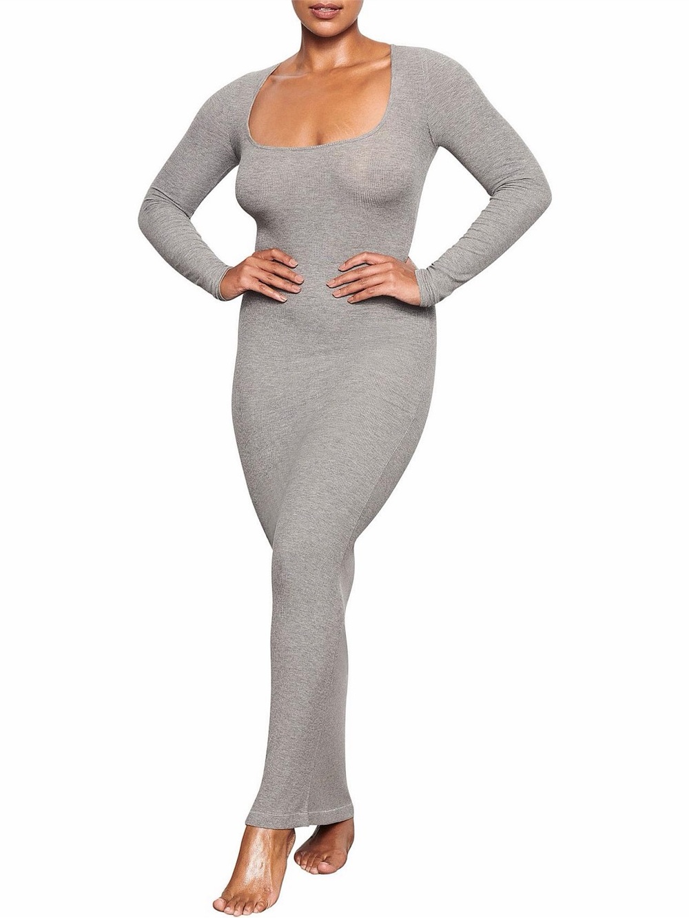 SKIMS BNWT SOFT LOUNGE RIBBED LONG SLEEVE DRESS - Picture 2 of 5